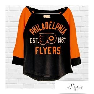 Philadelphia Flyers Scoop Neck Sweatshirt with Appliqué Letters Women’s Size S